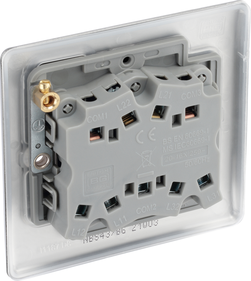 BG Electrical Nexus Metal Brushed Steel - Triple, 2 way switch