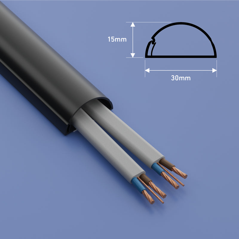 D-Line Trunking - 30x15mm Black 2m Self Adhesive Length