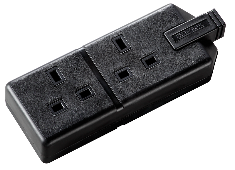 Masterplug Work - 2 Sockets, 13A, Black