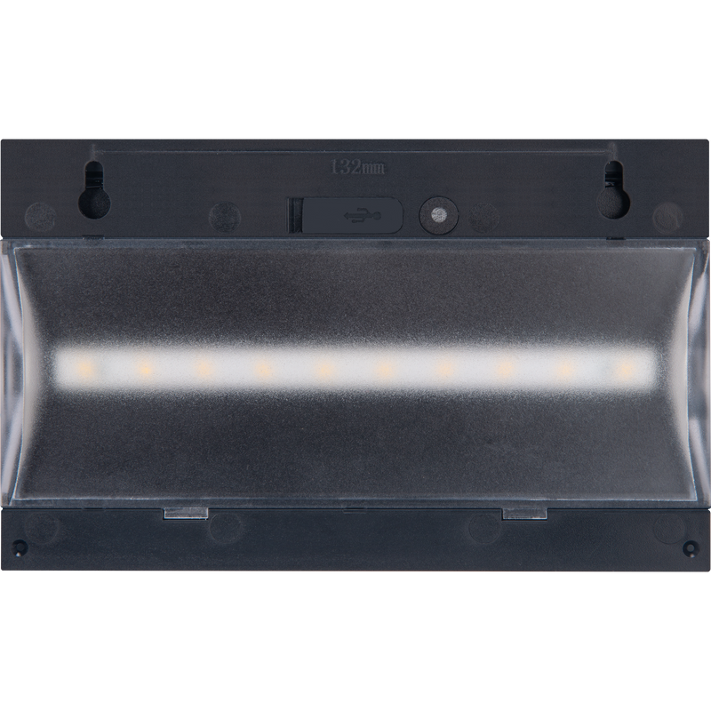 Luceco Prysm Wall Light - Prysm Decorative Outdoor Solar Wall Light with PIR Motion Sensor and USB Charging Port, LED Exterior Lighting, Black, IP54, 6W, 600lm, 4000K