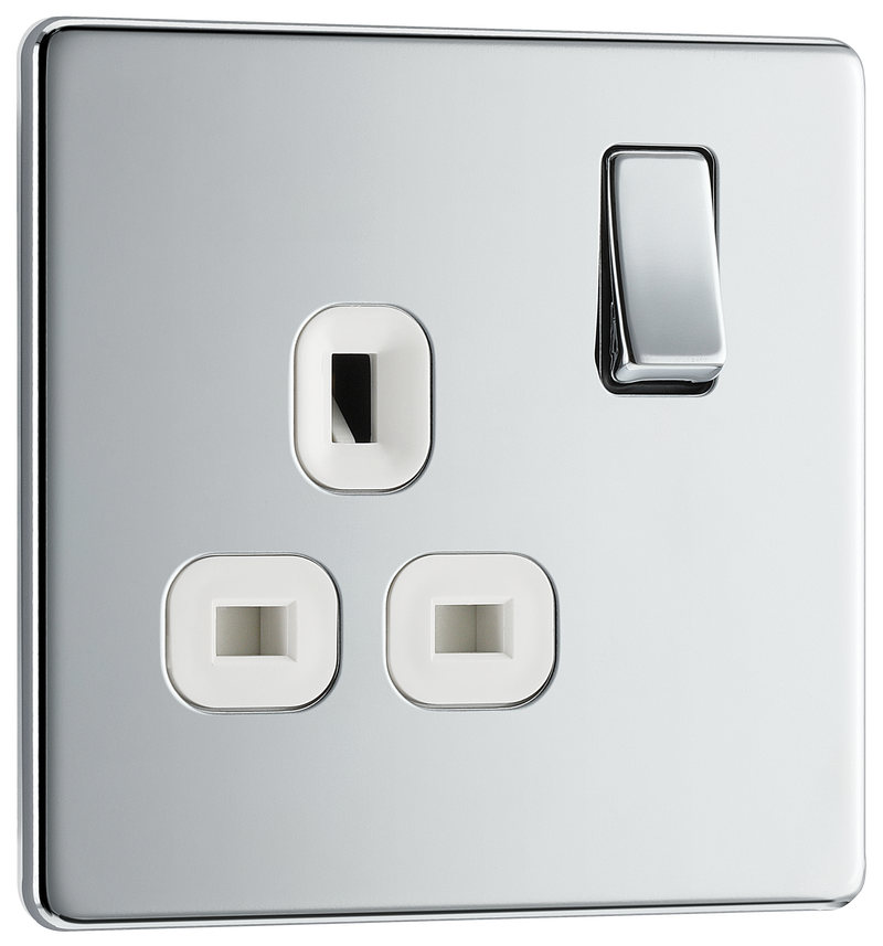 BG Electrical Flatplate Screwless Polished Chrome - Single switched, double pole