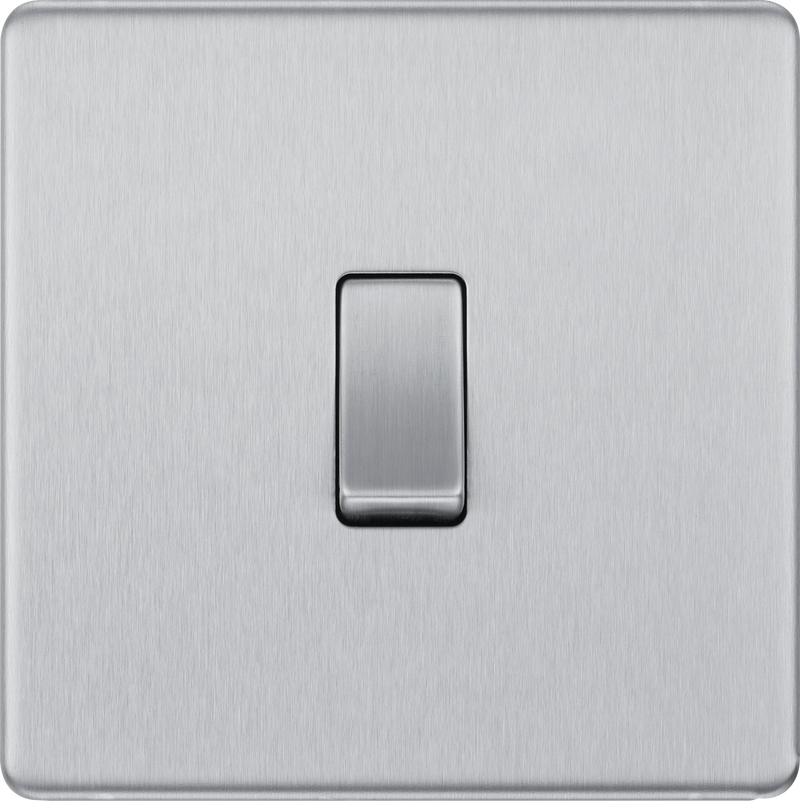BG Electrical Flatplate Screwless Brushed Steel - Single, 2 way switch