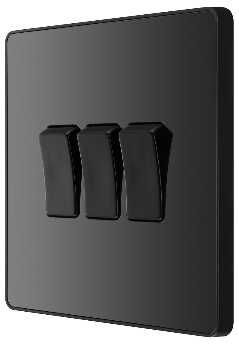 BG Electrical Evolve Black Chrome - Triple, 2 way switch