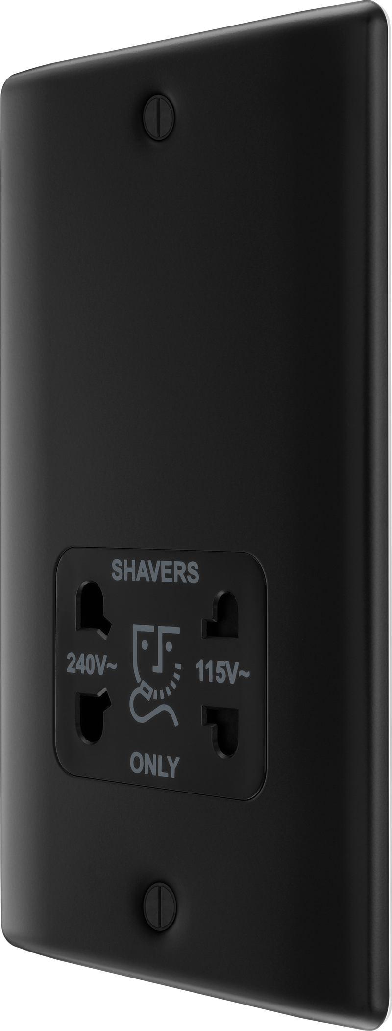 BG Electrical Nexus Metal Matt Black - 115/240V dual voltage shaver socket