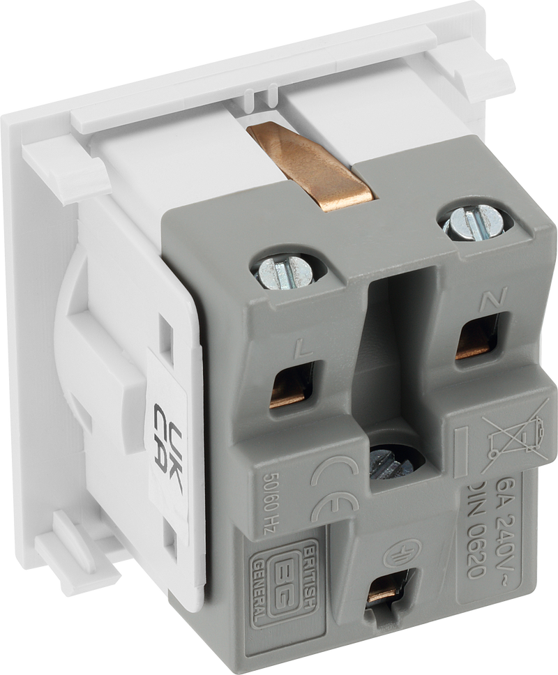 BG Electrical Euro Module - 16A Schuko, unswitched socket