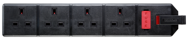 Masterplug Work - 4 Sockets, 13A, Black