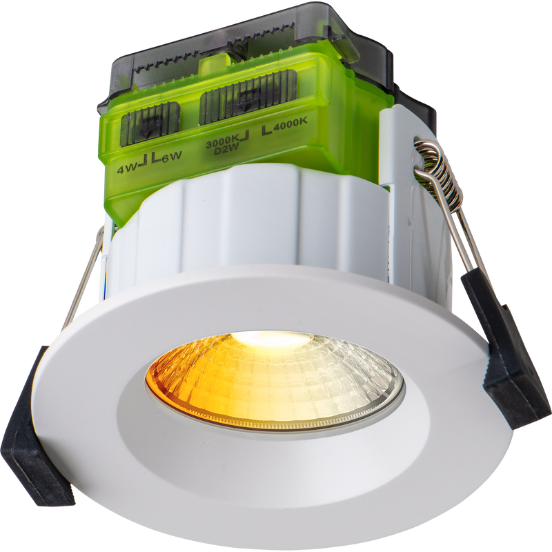 Luceco Ftype MK2 - FType Mk2 Fire Rated Downlight 4W/6W 690lm Power Change & CCT Change 3000K / 4000K Dim2Warm Dimmable IP65 White - Regressed
