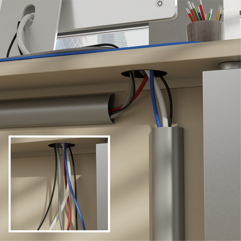 D-Line Trunking - 50x25mm Aluminium-Effect 2m Self Adhesive Length