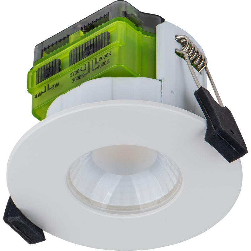 Luceco Ftype MK2 - FType MK2 Fire Rated Downlight 4W/6W 750lm Power Change with 4Colour CCT 2700, 3000, 4000K, 6000K Dimmable IP65 White bezel - Flat