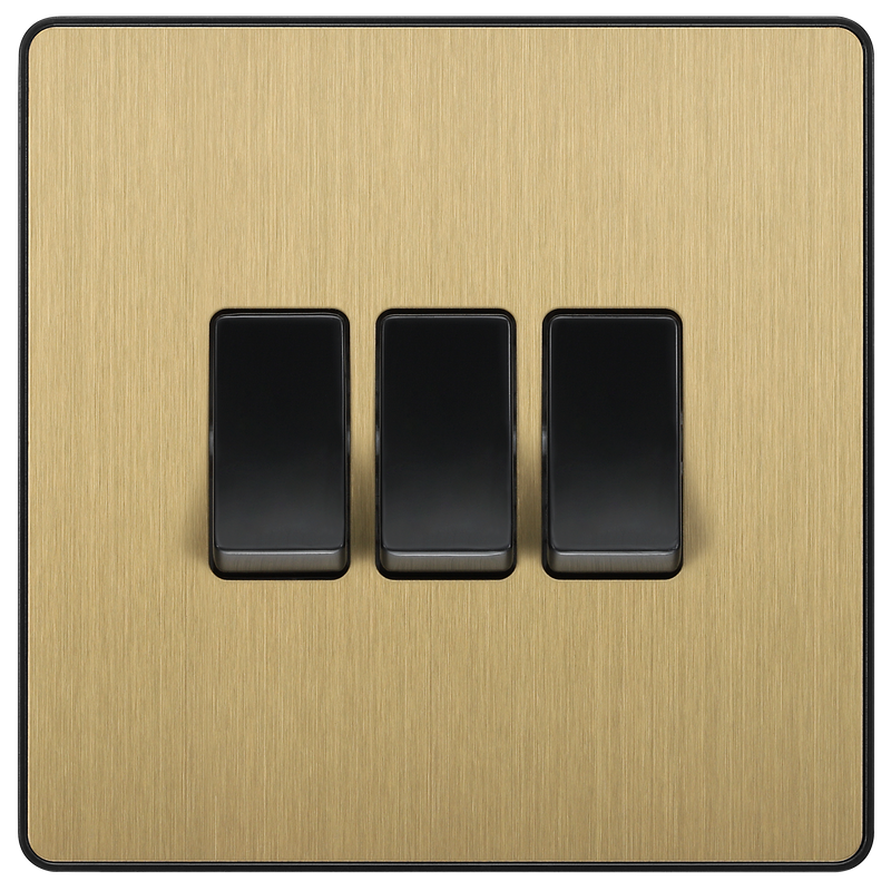 BG Electrical Evolve Satin Brass - Triple, 2 way switch