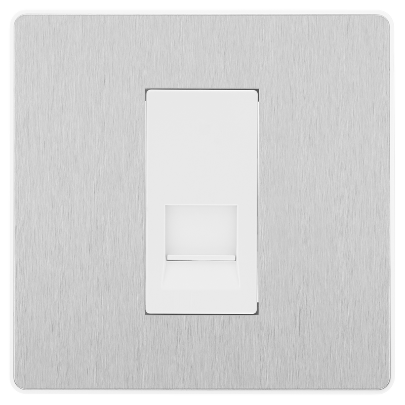 BG Electrical Evolve Brushed Steel - Single, telephone socket, secondary