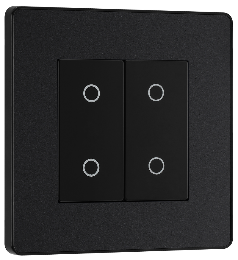 BG Electrical Evolve Matt Black - Double, 2 way touch, 200W, master