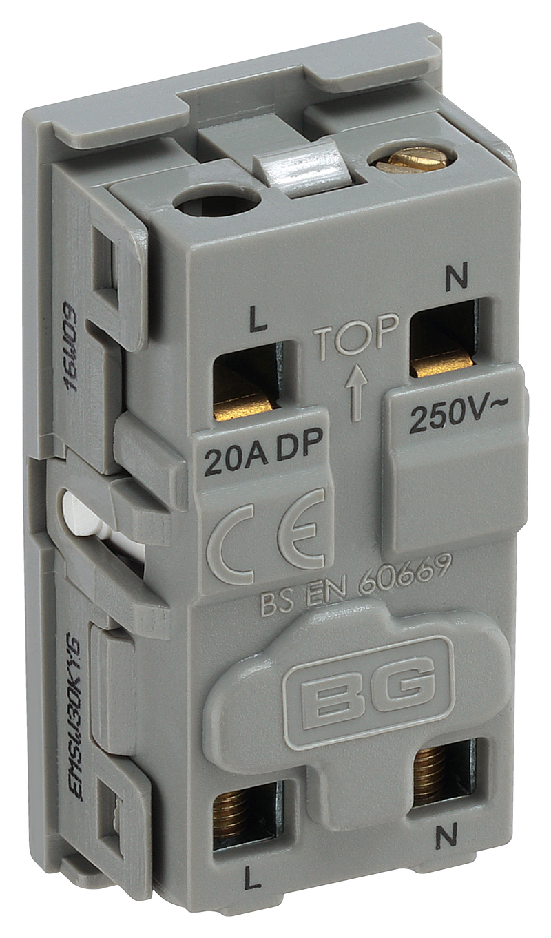 BG Electrical Euro Module - 20 Amp double pole key switch
