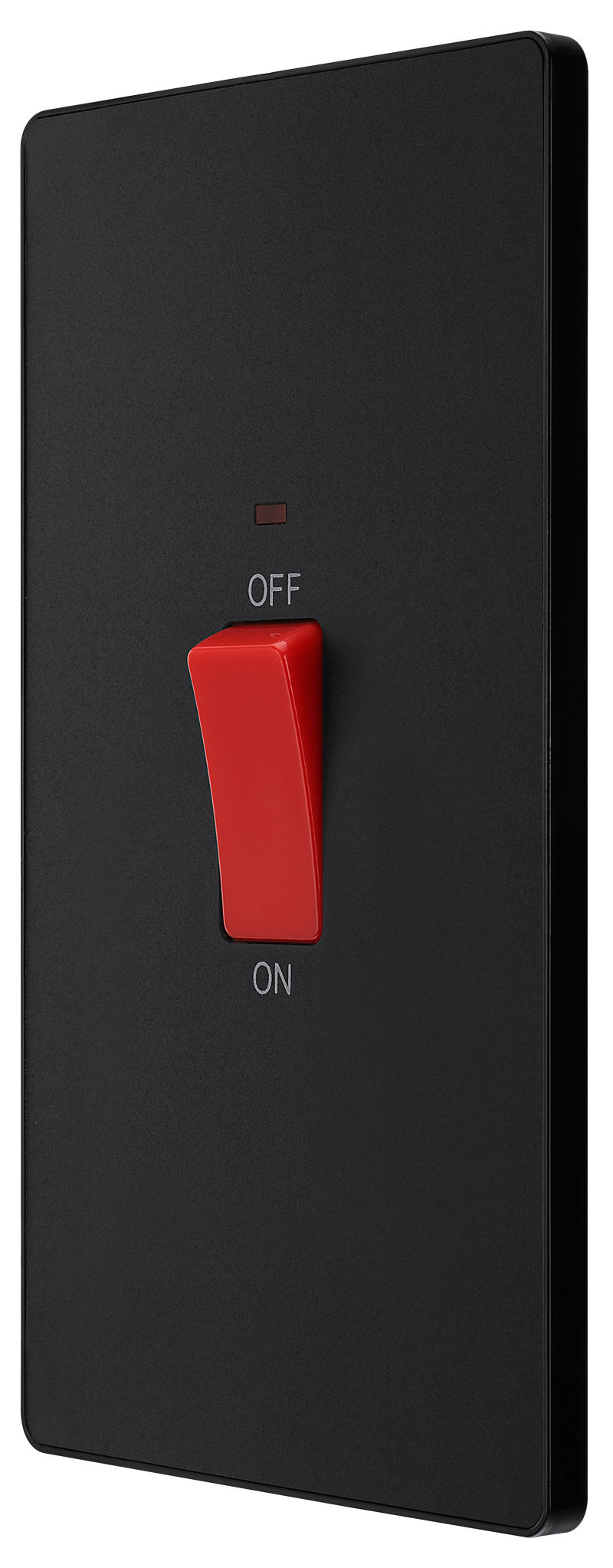 BG Electrical Evolve Matt Black - 45A, double pole, large plate, with indicator