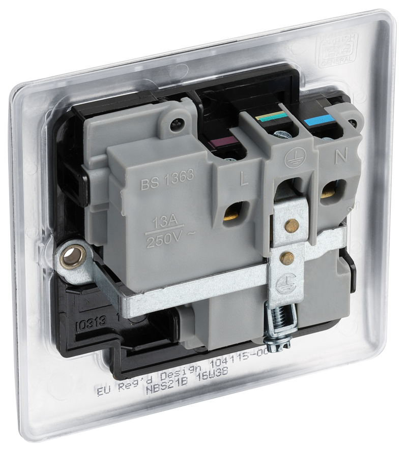 BG Electrical Nexus Metal Brushed Steel - Single switched, double pole