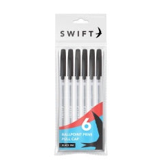 Pull Cap Ballpoint Pens 10pk Black