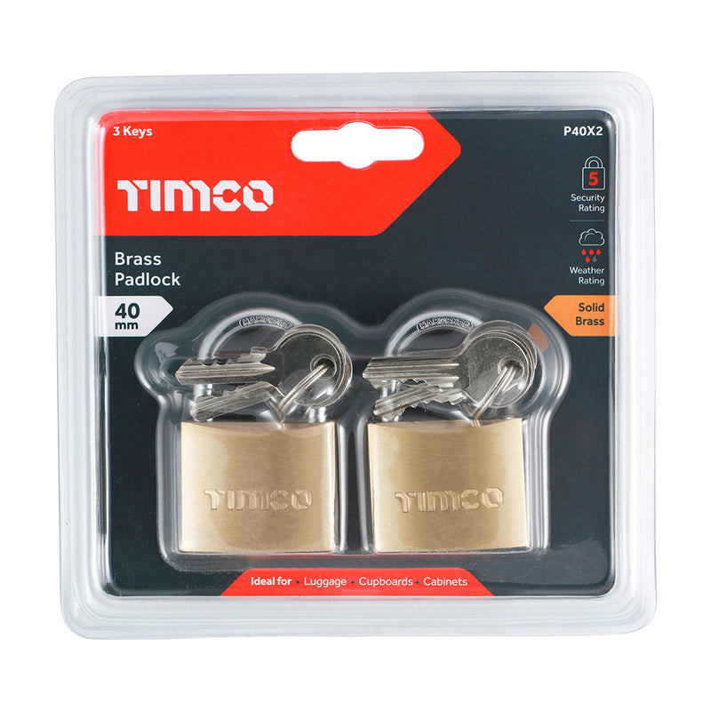 TIMCO Brass Padlock — Trade Pack