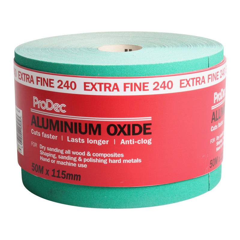 ProDec Green Aluminium Oxide 50m Roll 240 Grit Extra Fine Grade