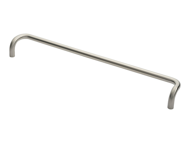 19Mm Dia. Cranked Pull Handle - 600Mm C/C - Bolt Through Fixing - Satin Stainless Steel