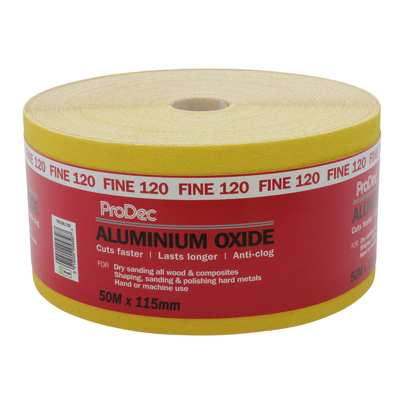 ProDec Yellow Aluminium Oxide 50m Roll 120 Grit Fine Grade