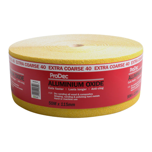 ProDec Yellow Aluminium Oxide 50m Roll 40 Grit Extra Coarse Grade