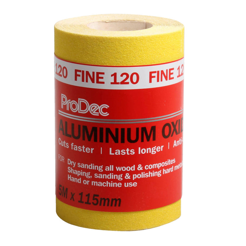 ProDec Yellow Aluminium Oxide 5m Roll 120 Grit Fine Grade