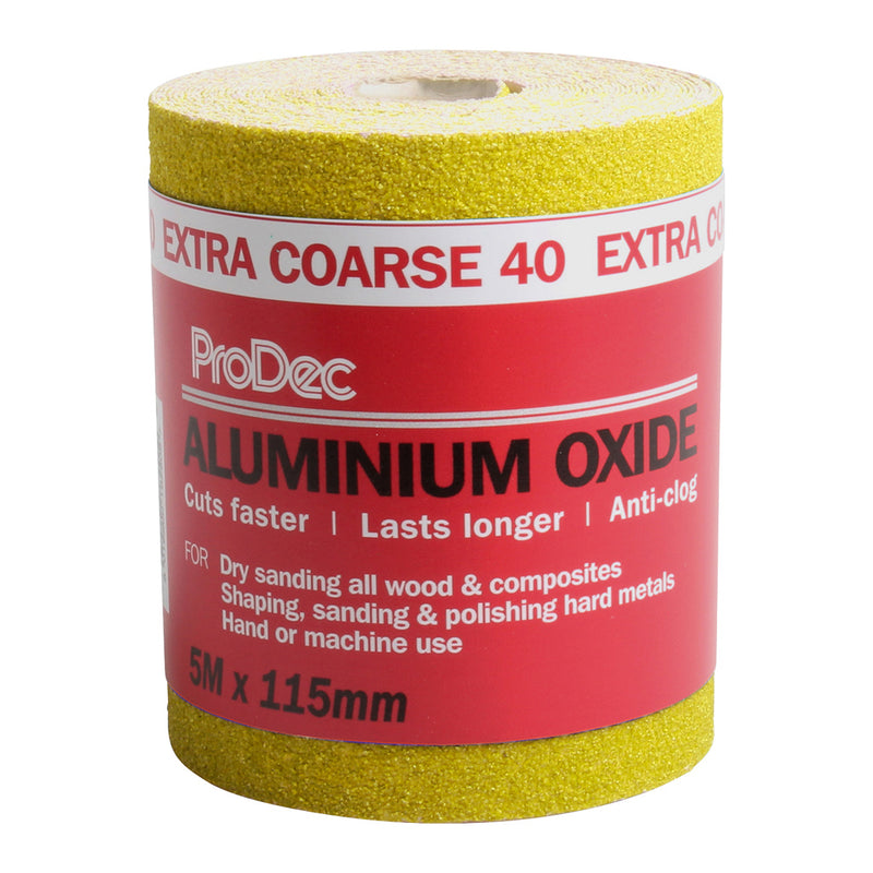 ProDec Yellow Aluminium Oxide 5m Roll 40 Grit Extra Coarse Grade
