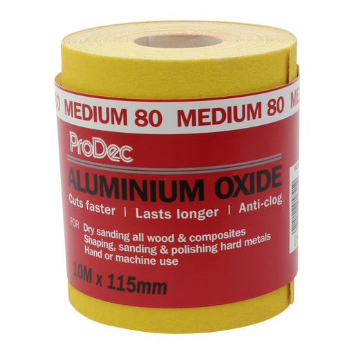 ProDec Yellow Aluminium Oxide 10m Roll 80 Grit Medium Grade
