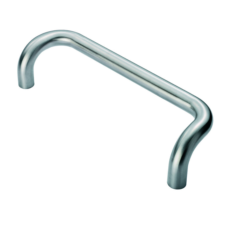 25Mm Dia. Cranked Pull Handle - 300Mm C/C - Bolt Through Fixing - Satin Stainless Steel