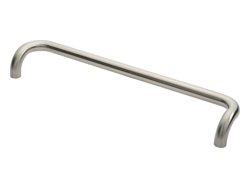 30Mm Dia. Cranked Pull Handle - 600Mm C/C - Bolt Through Fixing - Satin Stainless Steel