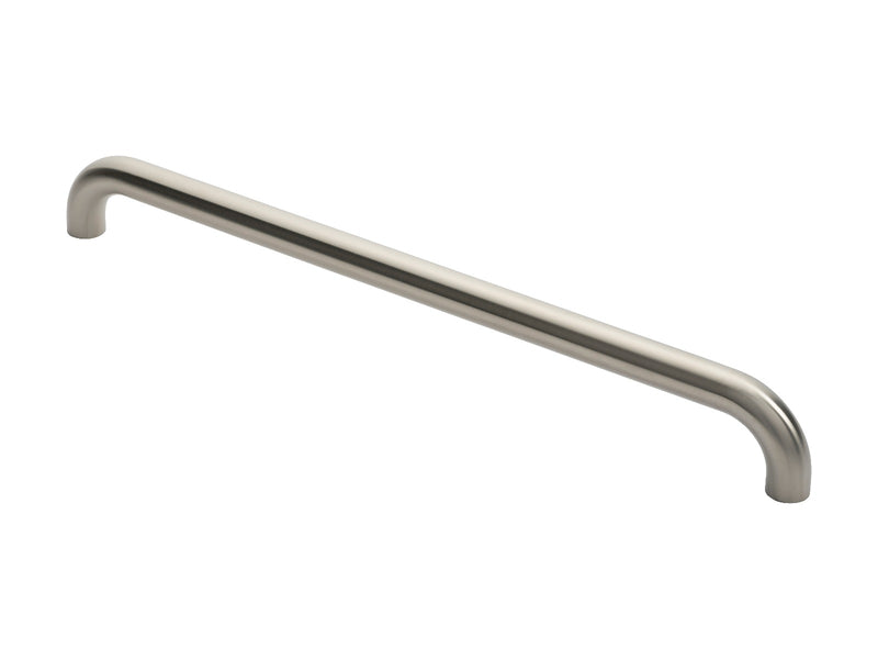 30Mm Dia. D Pull Handle - 600Mm C/C - Bolt Through Fixing - Satin Stainless Steel