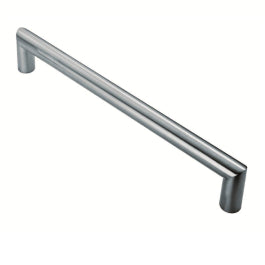 30Mm Dia. Mitred Pull Handle - 450Mm C/C - Bolt Through Fixing - Satin Stainless Steel