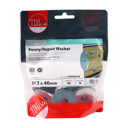 TIMCO Penny / Repair Washers DIN9054 Silver - M10 x 25