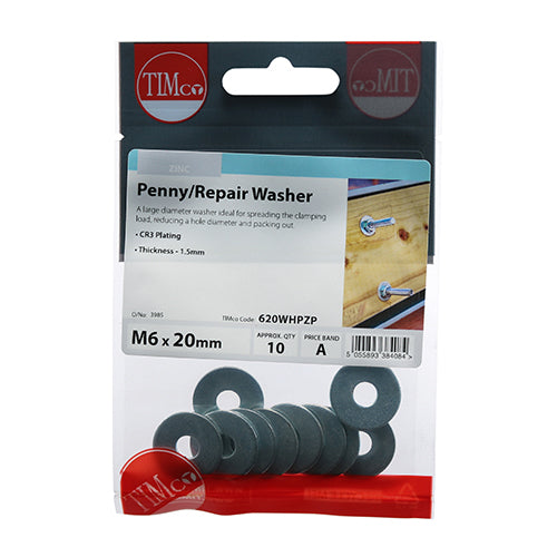 TIMCO Penny / Repair Washers DIN9054 Silver - M10 x 25