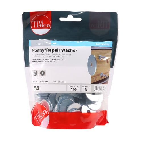 TIMCO Penny / Repair Washers DIN9054 Silver - M10 x 25