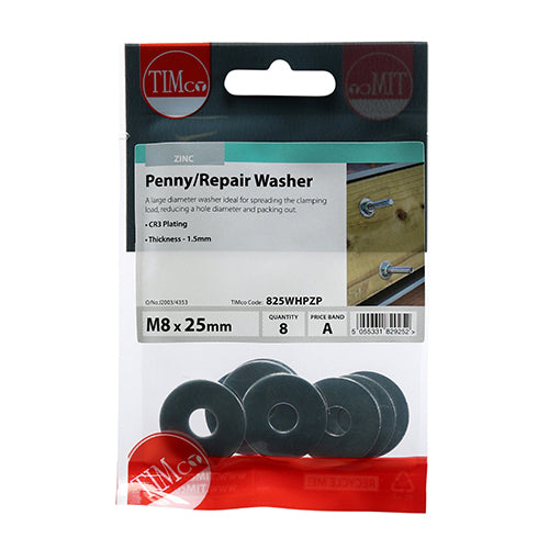 TIMCO Penny / Repair Washers DIN9054 Silver - M10 x 25