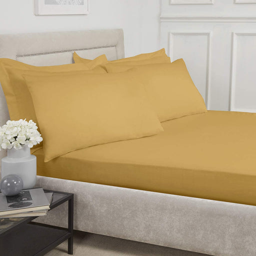 Percale Double Flat Sheet Ochre