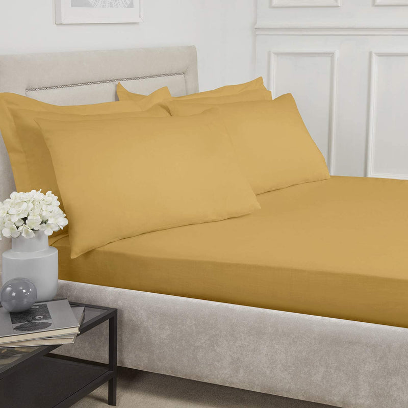 Percale Double Flat Sheet Ochre