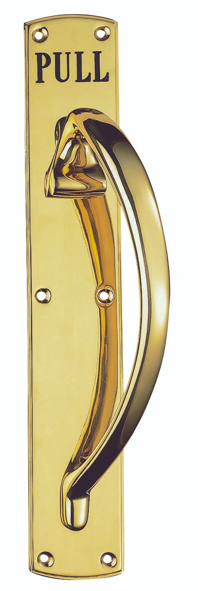 Pull Handle (Engraved - Right Hand) - Polished Brass 457MM X 76MM
