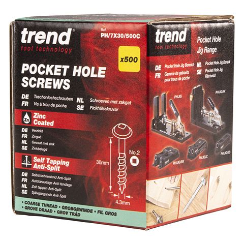 PH/7X30/500C - Pocket Hole Screw Coarse Thread No.7x30mm