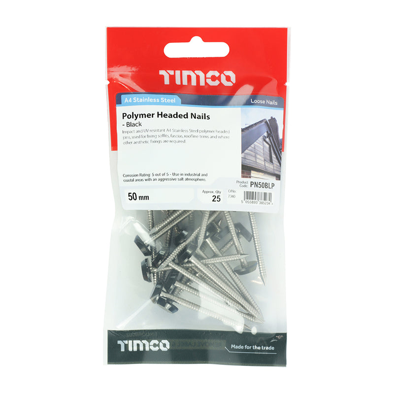 TIMCO Polymer Headed Nails A4 Stainless Steel White - 40mm