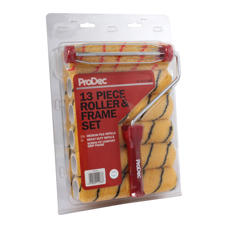 ProDec 9" x 1.5" 13pc Medium Pile Tiger Roller & Frame Set