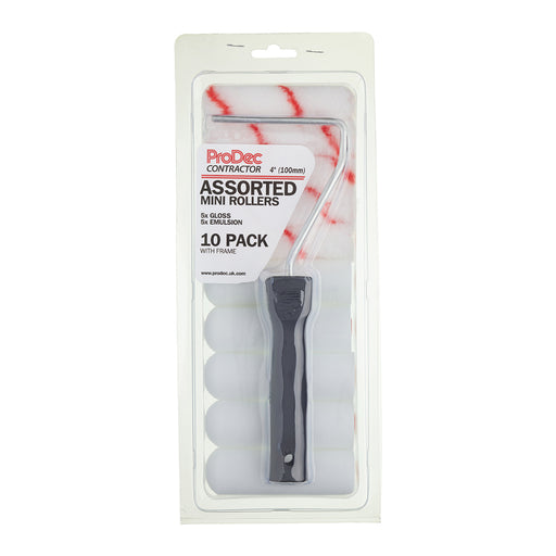 ProDec Contractor 11pc Assorted 4" Mini Rollers & Frame