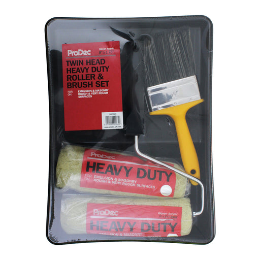 ProDec 9" x 1.75" 5pc Twin Long Pile Masonry Roller & Brush Set
