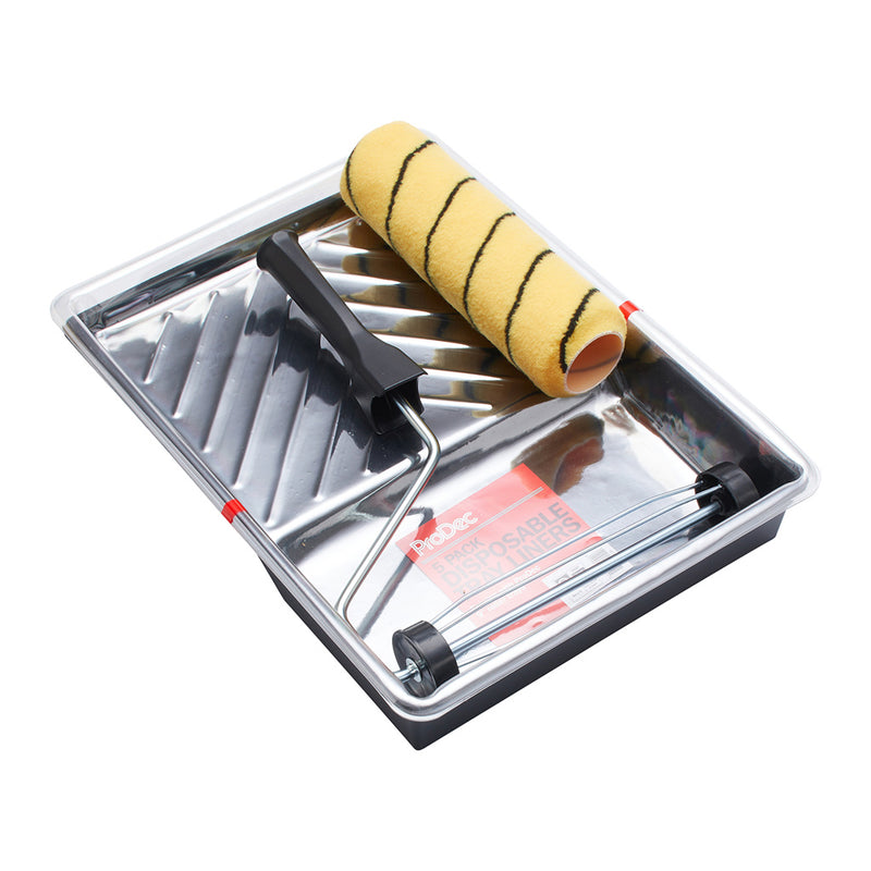 ProDec 9" x 1.75" Medium Pile Tiger Roller Set + 5 Tray Liners