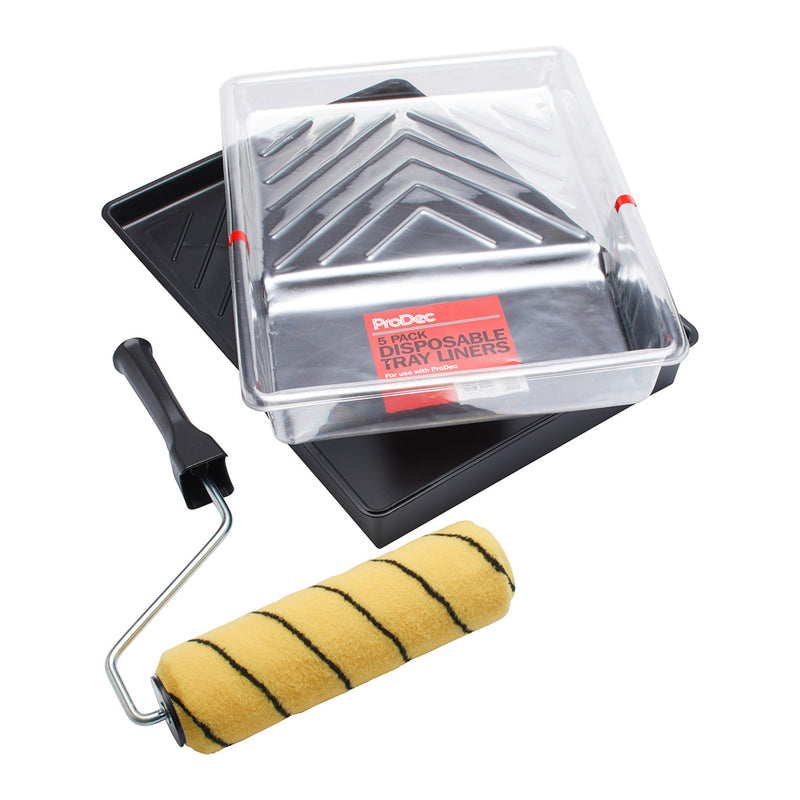 ProDec 9" x 1.75" Medium Pile Tiger Roller Set + 5 Tray Liners