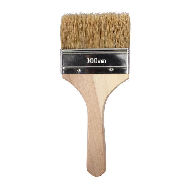 4" White Bristle Laminating Brush - Wooden Handle