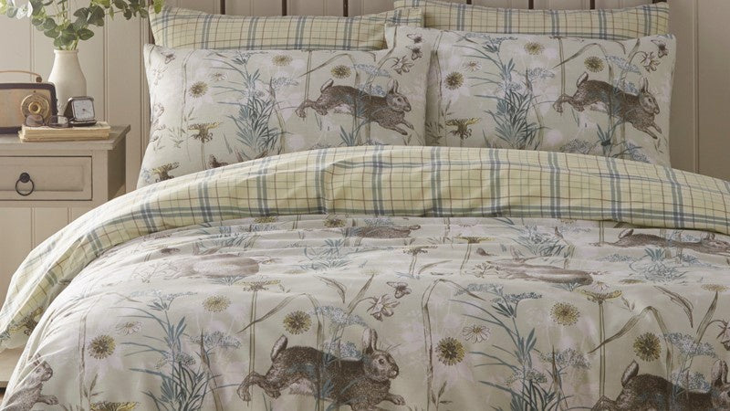 Rabbit Meadow Sage Single Duvet Cover Set
