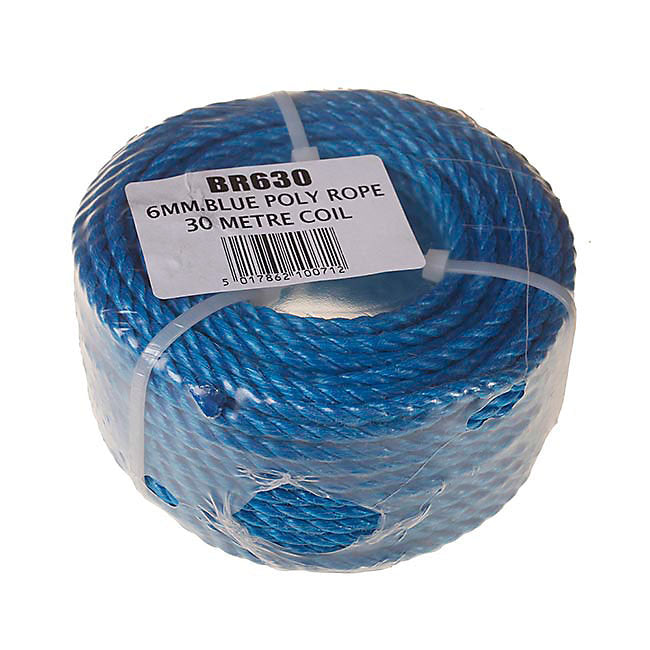 Raraion 6mm Blue Poly Rope Handy Coil, 30m