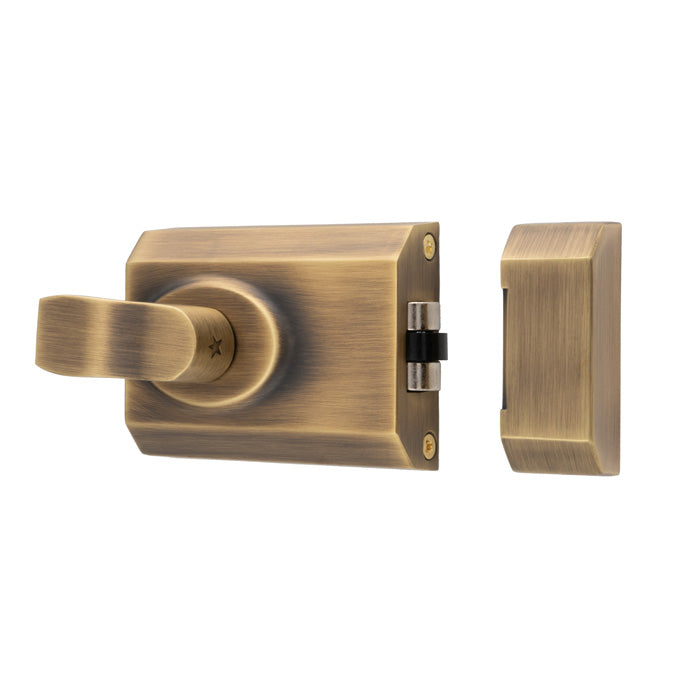 60Mm Rim Cylinder Rollerball Nightlatch C/W Mp5 Cylinder - Antique Brass